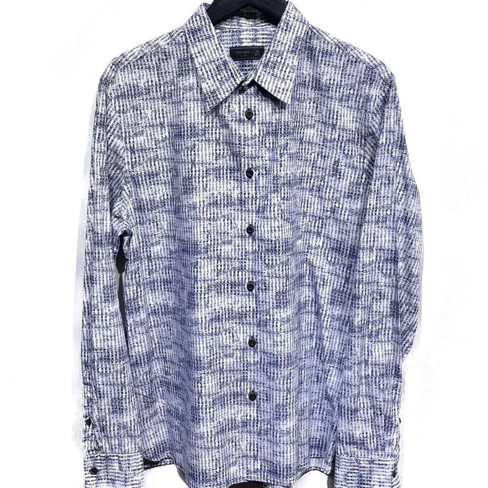 Prada Grey Abstract Patterns Pocketed Shirt